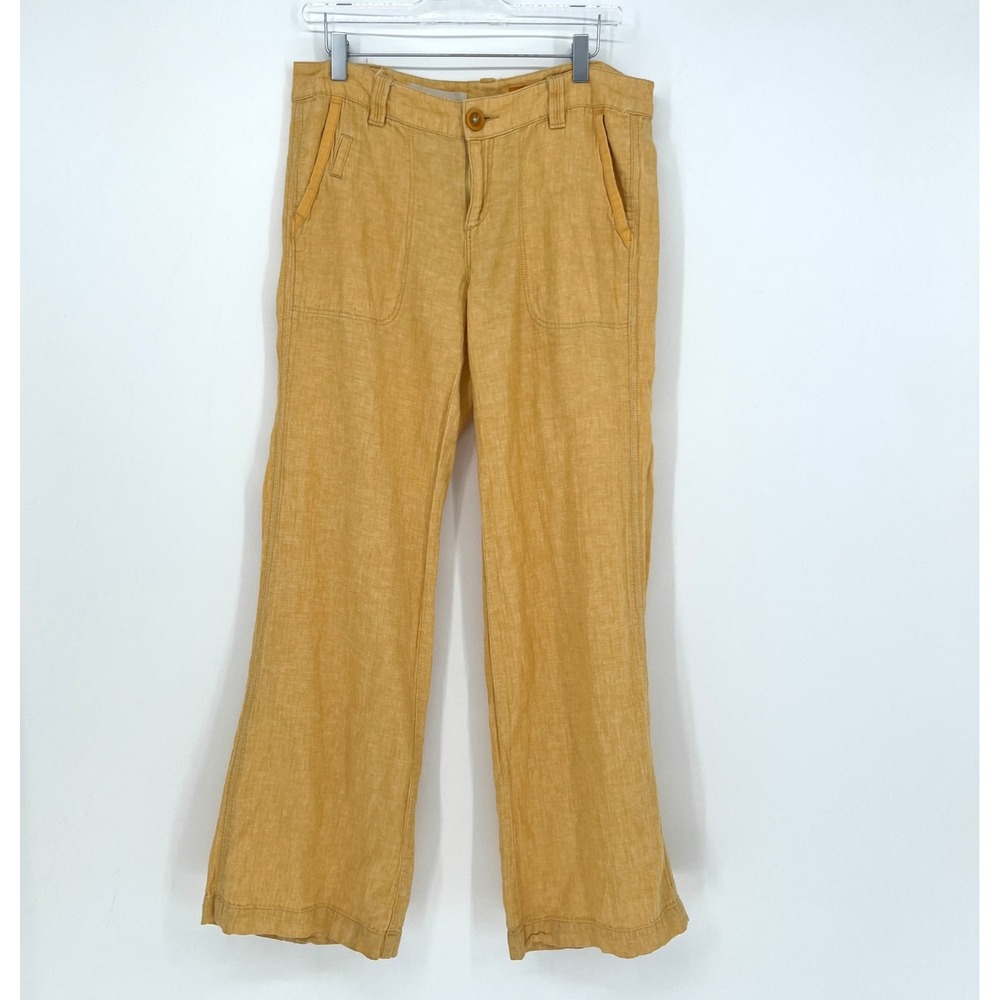 Pilcro Bootcut Pants Womens 8 Yellow Linen Anthropologie Bohemian Colorful